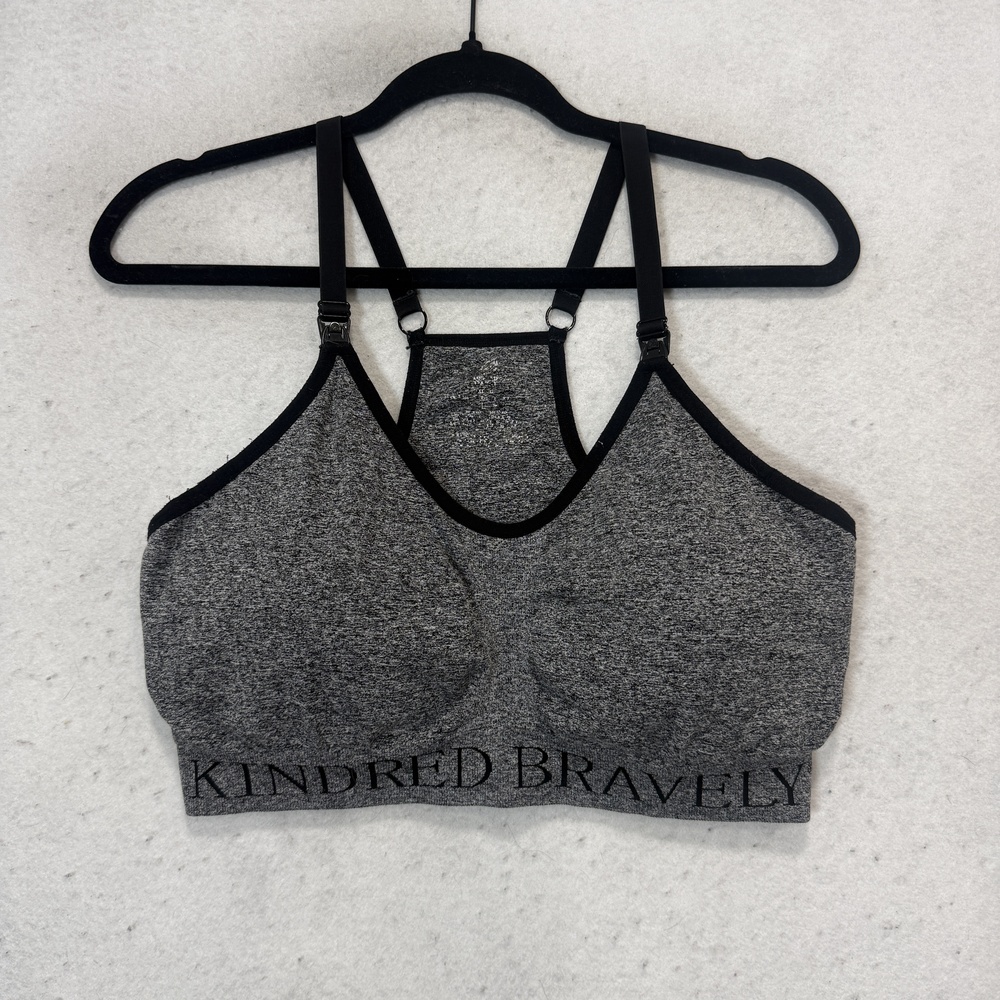 Kindred Bravely Sports Bra Womens Medium Gray Nursing Racerback Maternity Top